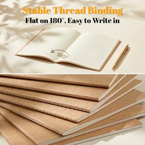 Cuadernos A5 Líneas con papel crema de 80gsm y cubierta kraft de alta densidad 4