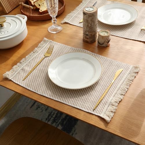 Set de table rectangulaire en coton et lin tissé de qualité supérieure Daesar