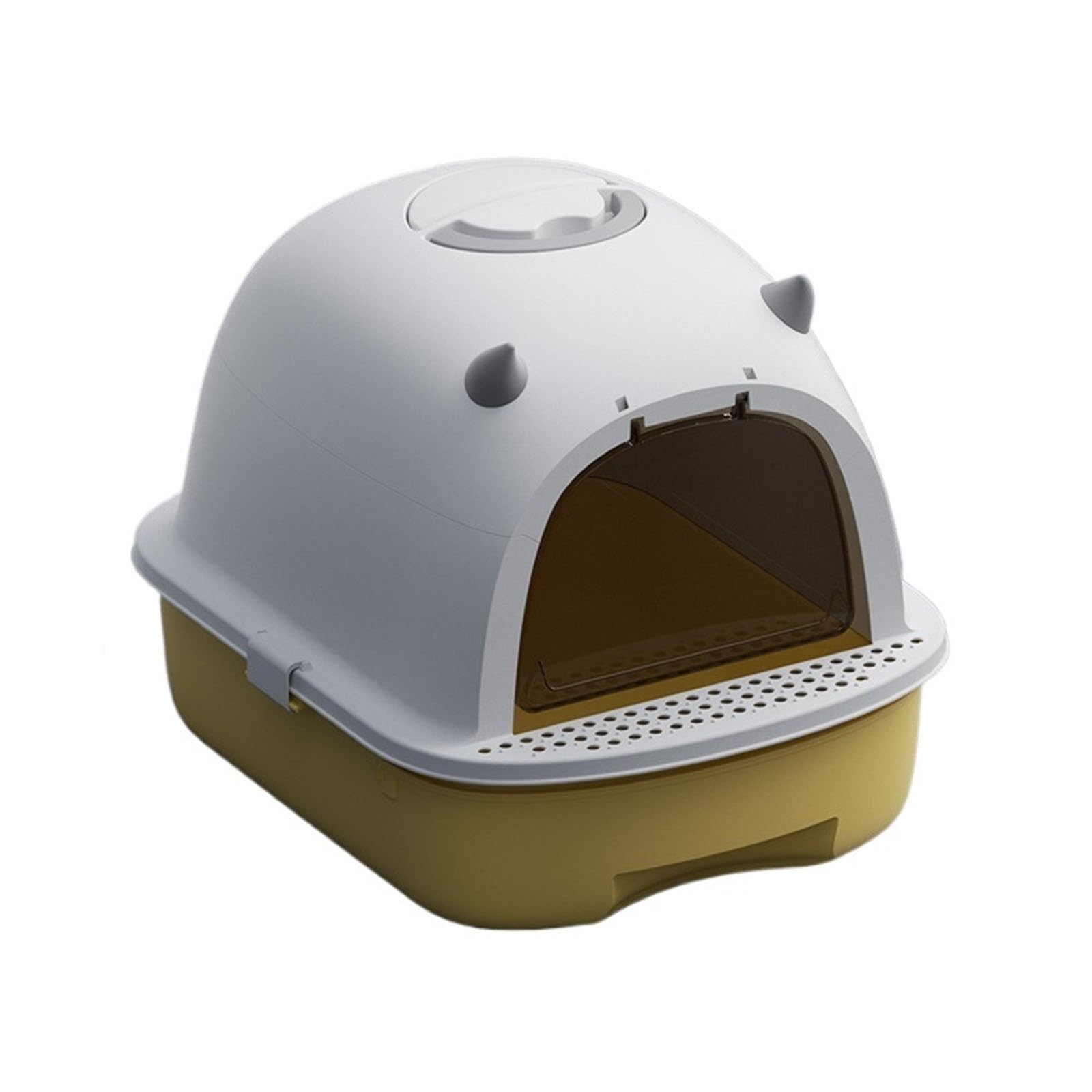 Lettiera per Gatti Piccola lettiera con cassetto completamente chiuso, con coperchio, anti-perdite e inodore, facile da installare e pulire Toilette per Gatti(Yellow)