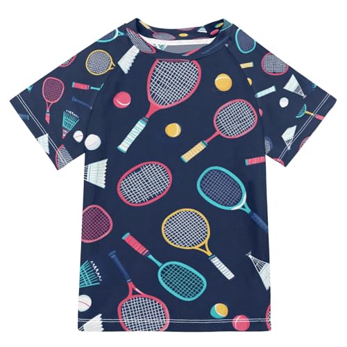 Boys Short Sleeve T-Shirts Tennis Badminton Rashguard Kids Swim Shirts Sun UPF 50+ Multicoloured