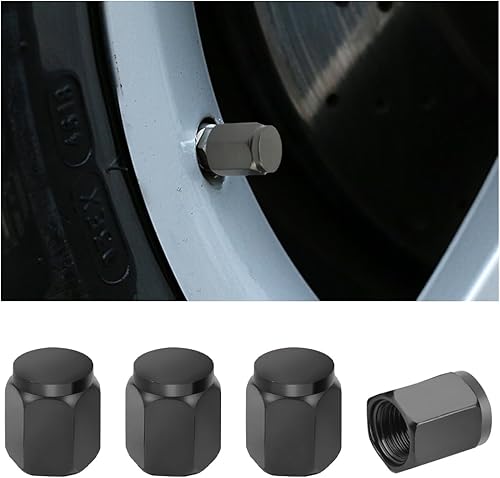 Tapones de vástago de válvula de neumático de automóvil, paquete de 4 cubiertas de aluminio para válvulas de aire, protección a prueba de polvo y