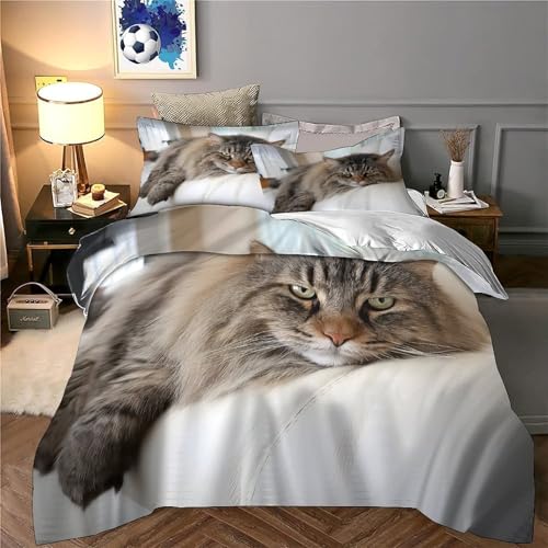 Housse de Couette Chat Impression 3D Haute Densité Microfibre Confort - 6