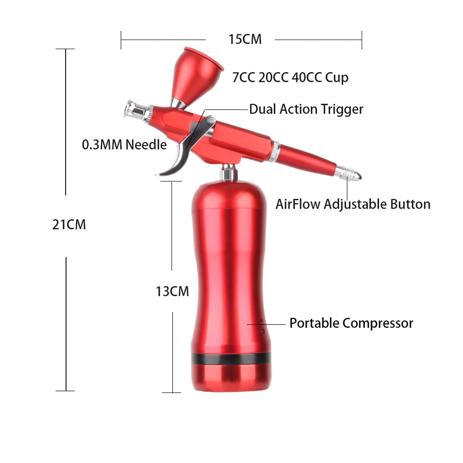 Spruzzatore per vernice, Kit compressore aerografo cordless alto PSI Dual Action Spray for Art Model Body Paint Artist Makeup Nail Tattoos Tools(Part6)