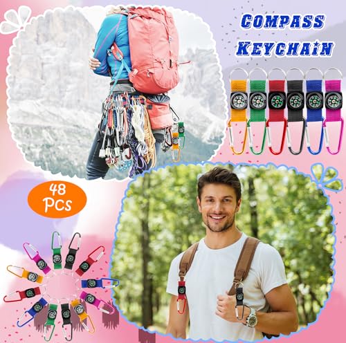 Set 42 llaveros brújula mini metálicos coloridos miniatura 6