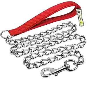Pet Monastry Red Color Heavy Duty Chain Leash for Dogs, Metal Dog Leash Dog Chain with Handle for Large Size Dogs (Size - Large)