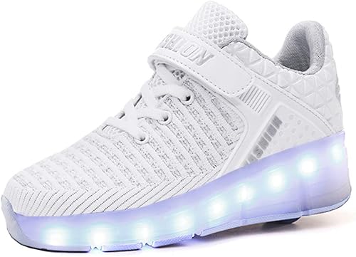 Ylllu - Tenis de patinaje con ruedas LED USB para niños, zapatos con ruedas y luces para niños y niñas