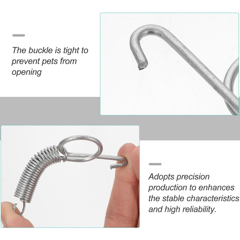 Image of Angoily Multi-Purpose Spring Hooks for Pet Cages Rabbit Bird Pigeon Cage Door Utensil Fixed Hooks Compact Metal Latches