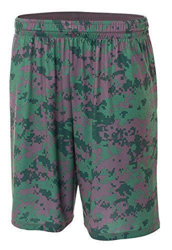 A4 NB5322-FOR Camo Shorts, Large, Forest