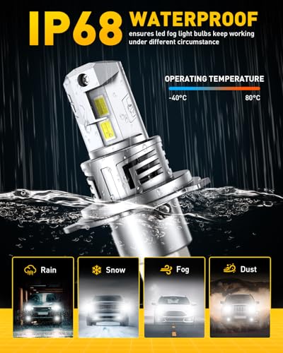 Image of AUXITO H4 Light Bulbs, 1500% Super Brighterness 1:1 Mini Size with Cooling Fan, Truly Plug And Play, All-in-One, Pack of 2