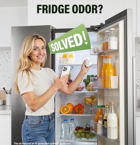 Image of Fridge Deodorizer,Lasts Up to 10 Years,Stainless Steel,Ceramic White