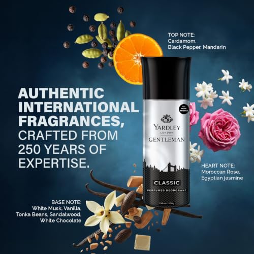 Yardley London Gentleman Classic Deodorant Body Spray For Men, 150ml - Image 5