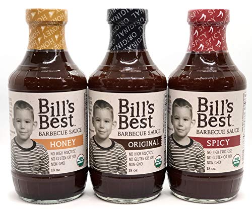 Bill's Best BBQ Sauce Variety 3 Pack, Premium Organic Recipe, Gluten Free, Family Operated, 18 ounce