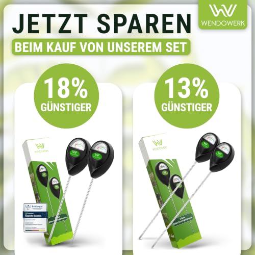 Foto von Wendowerk® Boden Feuchtigkeitsmesser für Pflanzen - [Grün/Schwarz] - Ohne Batterien - Verbessertes Feuchtigkeitsmessgerät Pflanzen [2026] – Premium Bodentester
