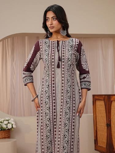 Image of Libas Printed Cotton Straight Kurta With Trouser and Dupatta | daily wear suit