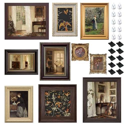 10 Pack Vintage Picture Frames for Wall or Tabletop...