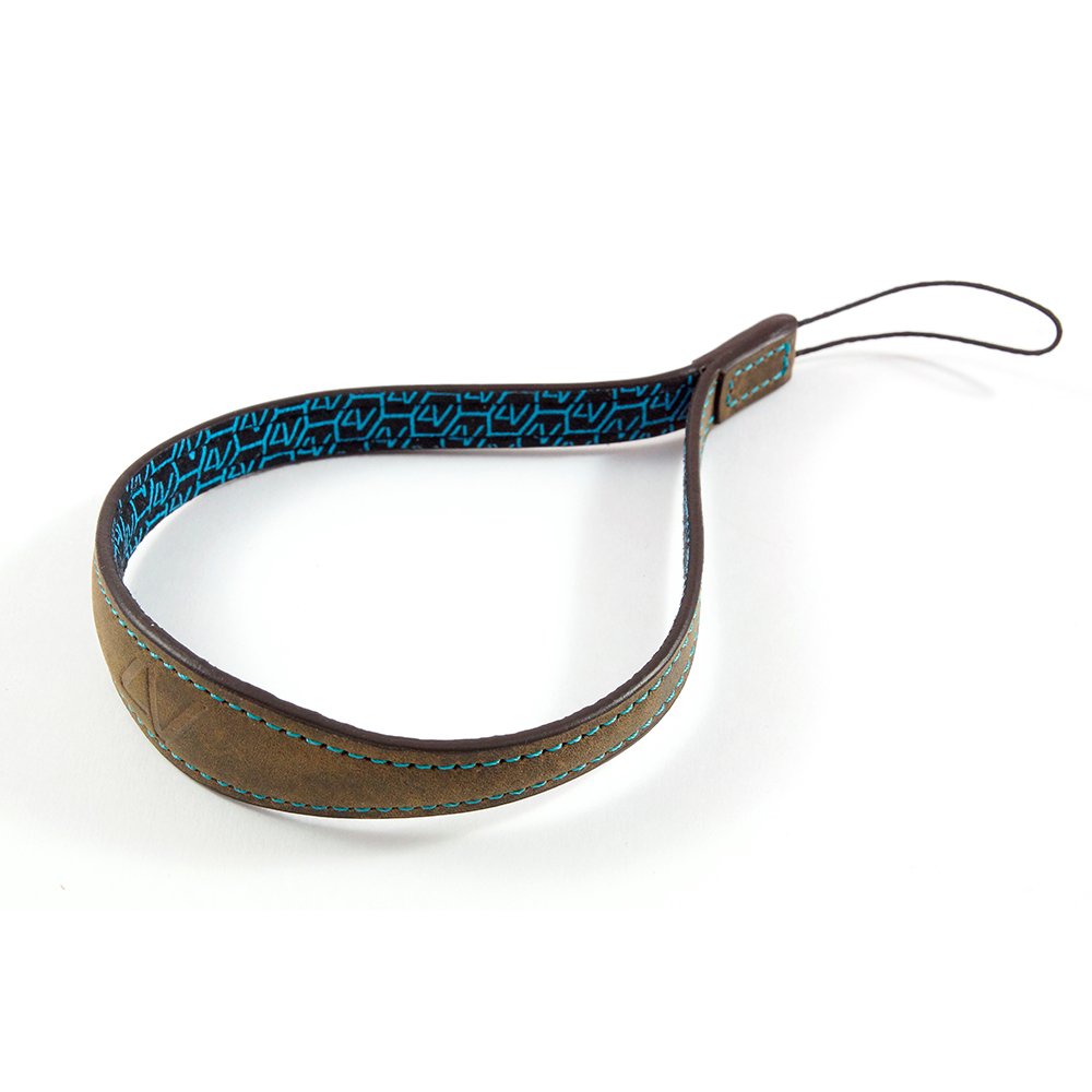 Tuscany Medium Handmade Washed Leather Wrist Strap for Compact Cameras, Green/Cyan (1MS01SWW2830)