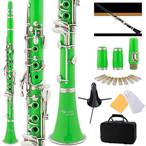 Mendini by Cecilio B Flat Clarinet for Beginner, Ebonite Bb Clarinet with 2 Replaceable Barrels...