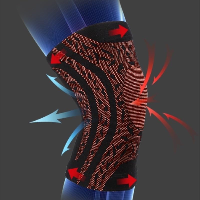 Exercise, protection Knitted Nylon Sports Knee Pads Four-sided Stretch Breathable Sweat-absorbent Silicone Running for Fitness, cycling, running, playing football(Blue,Medium)