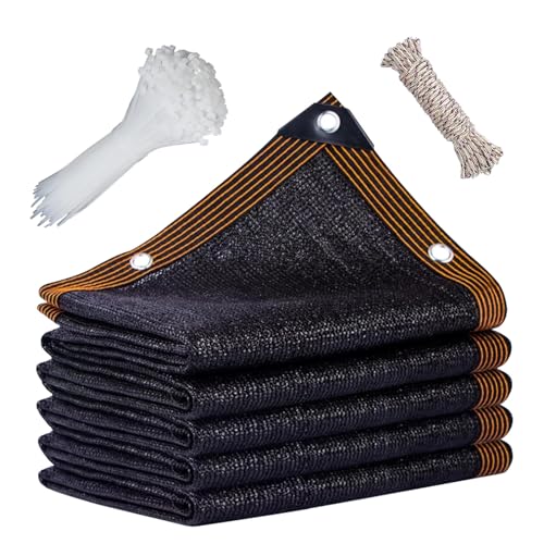 Telo ombreggiante nero per la privacy, 98%, traspirante, con occhielli e lacci, ideale per serre, frangivento e uso esterno (7 x 10 m)