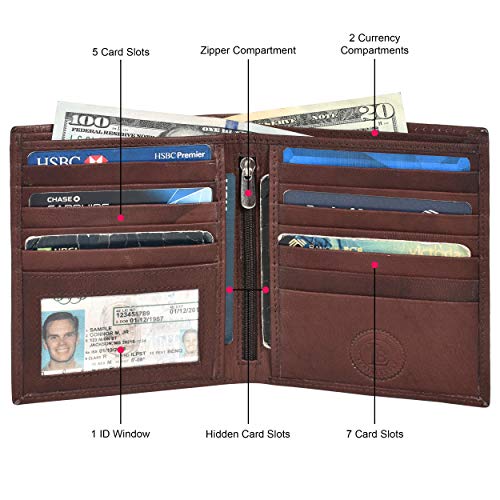 LeatherBoss Men's Bifold Hipster Wallet With 13 Credit Card Slots4