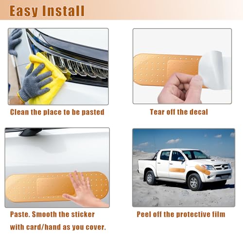Image of 4Pcs Giant Band Car Aid Sticker Funny Bumper Stickers to Cover Crack, Damage, Scratch and Dent(Yellow, 2 Small and 2 Large), Big Bandage Car Decal Patch for Vehicle Body, Automotive Decor Accessories