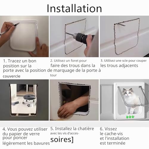 Chatière pour chat résistante aux intempéries pour porte et mur