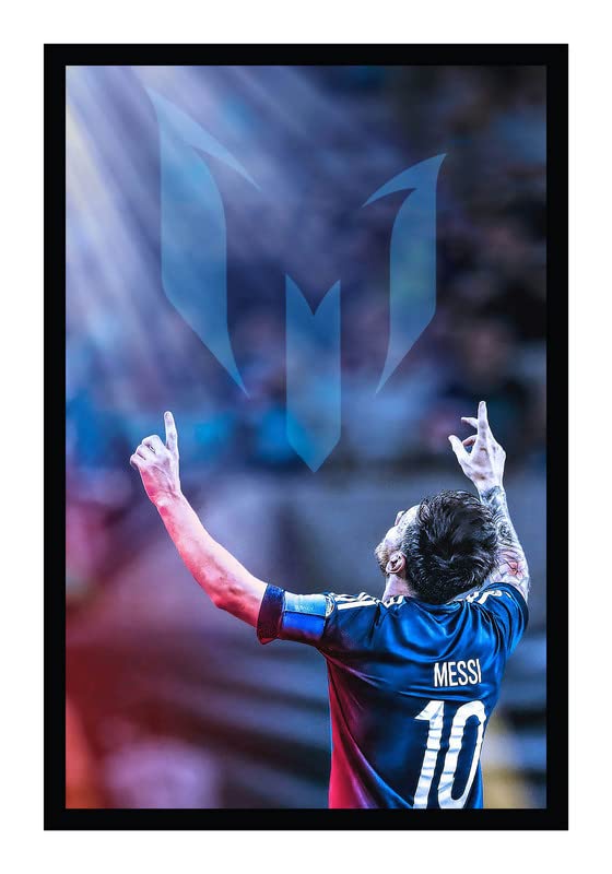 HK PRINTS Leo Messi Football Motivational Poster with Frame for Living Room, Leo Messi Photo Frame, Home, Office, Wall Hanging, Size 14x20 inch, Synthetic Wood, Acrylic Glass F-17-image-17