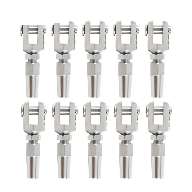 Abrazaderas De Cuerda De Cable 10 Uds. Cuerda de alambre de 3/4mm, horquilla/mandíbula sin Swageless de acero inoxidable 316, Terminal de 1/8 '', barandilla de Cable, montaje DIY, Instalación rápida C