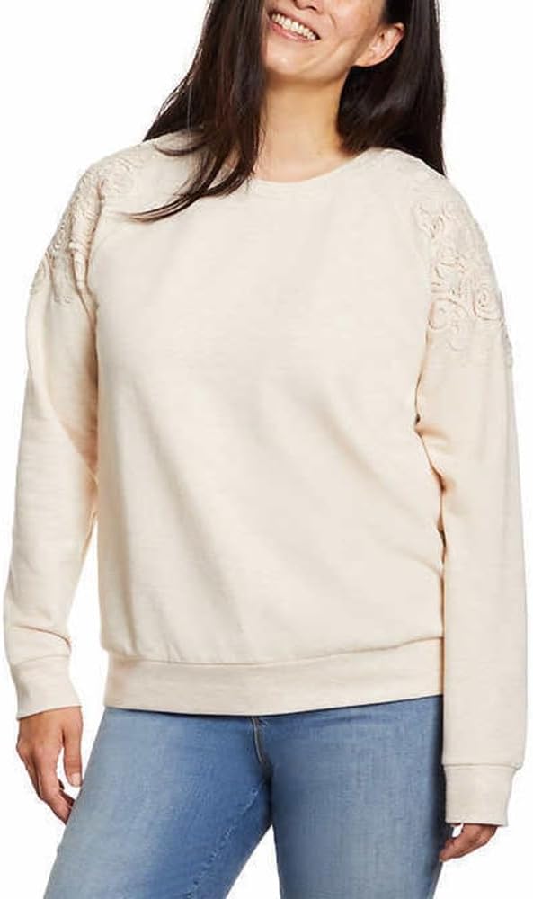 Gloria Vanderbilt Ladies' Pullover with Lace (US, Alpha, XX-Large, Regular, Regular, Oatmeal)