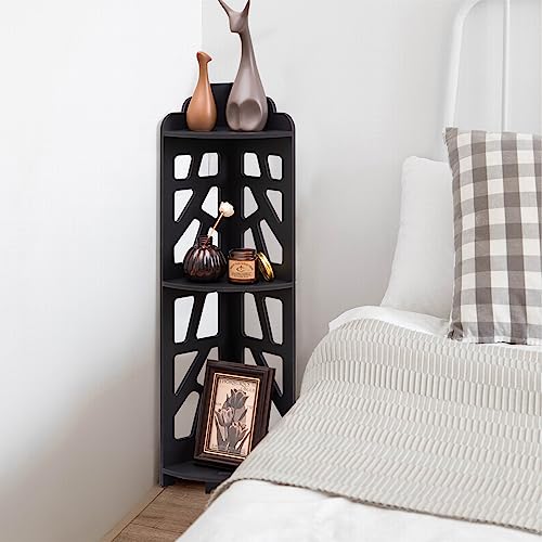 Image of J JINXIAMU Diamond Shape Plastic Bathroom Corner Shelf Wall Mounted, Self Adhesive Shower Organizer Rack with Hooks, Waterproof Storage Stand for Kitchen, Wash Basin & Bathroom Accessories