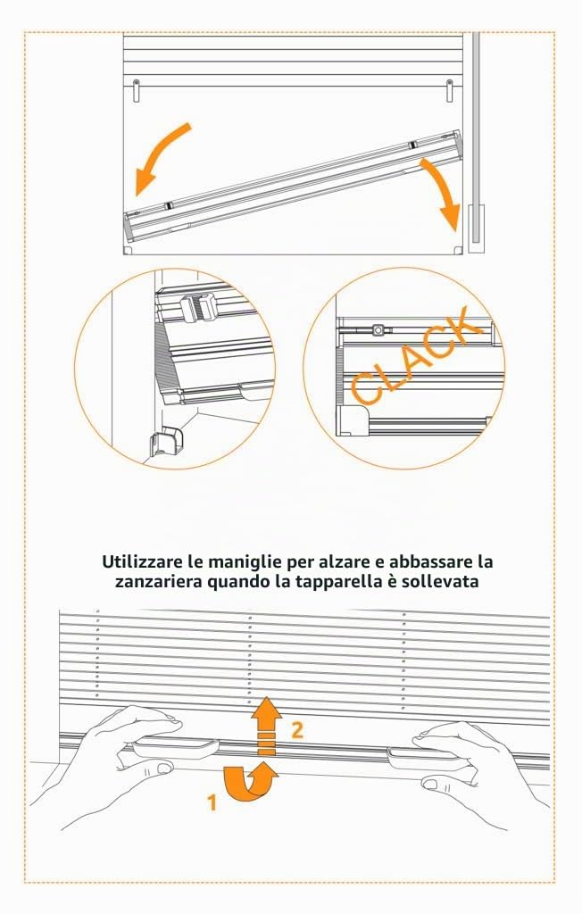 Zanzariera per Tapparelle UP 100x160cm Rete Plissettata Cassonetto in Alluminio Colore Bianco Zanzariera universale Verticale per Tapparelle Manuali e Motorizzate Stop Inset