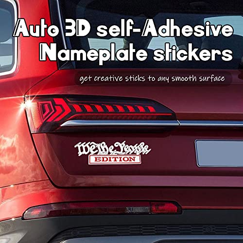 Image of We The People Edition Emblems, 3D Full Metal Car Decals with Strong Adhesive, Personalized Decoration Labels Car Badges to Highlight Yourself, Universal Car Accessories for Trucks SUVs (Sliver+Red)