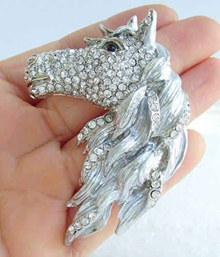 Image of Art Style 2.76 inch Horse Brooch Pin Pendant Rhinestone Crystal BZ6535