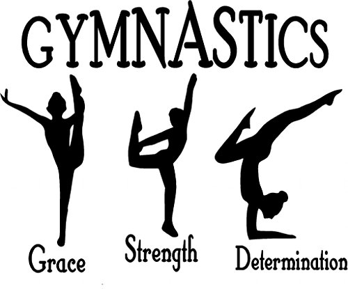CreativeSignsnDesigns [Creative Signs N Designs, CreativeSignsNDesigns] Grace Strength Determination Gymnastics Girls Vinyl Wall Decal Black