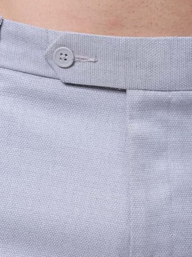 Image of The Indian Garage Co Men Slim Fit Self Design Mid-Rise Stretchable Formal Trousers