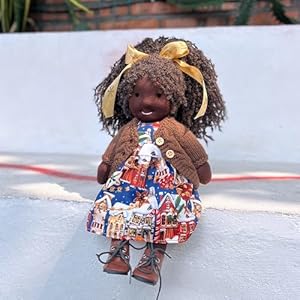 Handmade birthday present for girl waldorf black doll collect rag doll with exquisite box jola 12  urban country home decor