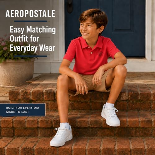 Image of AEROPOSTALE Boys Shorts Set 2 Piece Polo Shirt and Matching Shorts | Structured Collar, Two-Button Placket, Embroidered Logo Detail, Short Sleeve Design