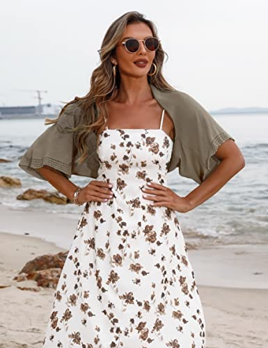 Image of Totatuit Women's Short Sleeve Bolero Shrug for Dresses Open Front Knit Cropped Cardigan Loose Sheer Cardigan Sweater