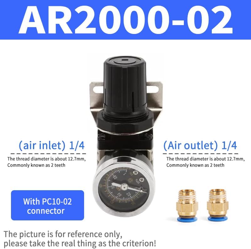AR2000-02 AR3000-03 AR4000-04 AR5000-06 Thread 1/4"" Pneumatic Air Pressure Regulator Oil-water Separator Pressure Reducing Valve(Color:AR2000-02 PC10)