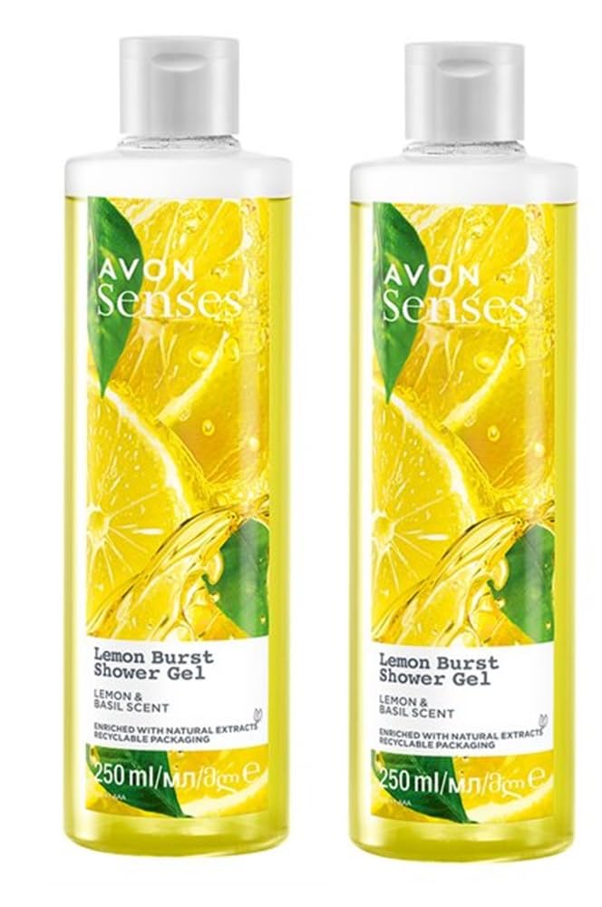 Pack of 2 Senses Lemon Burst Shower Gel, a Lemon and Basil fragrance – 2 x 250ml by Avon.