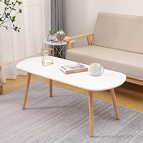 MAYMA Table Basse Blanche Moderne - Table de Salon d'Appoint Scandinave en Bois pour Canapé