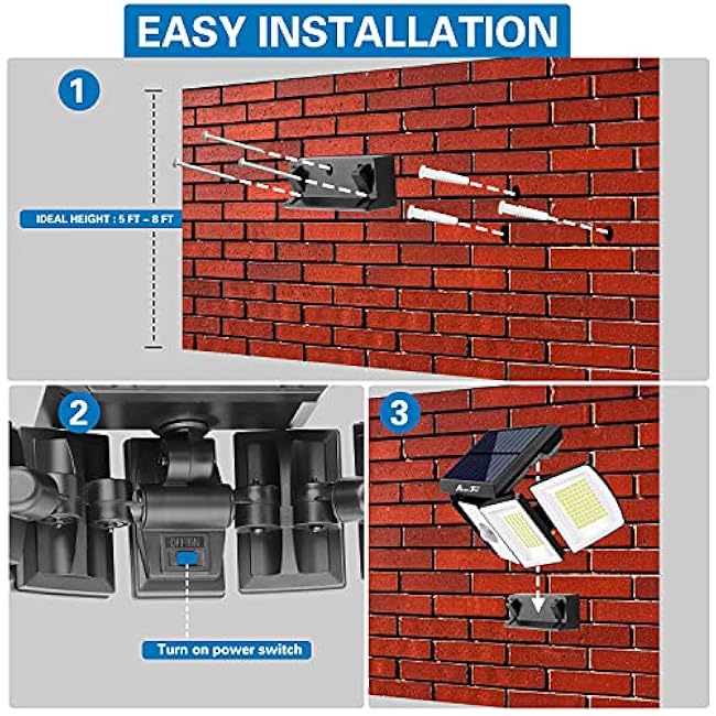 AmeriTop Solar Lights LED Flood Light 7000K 5 Adjustable Heads