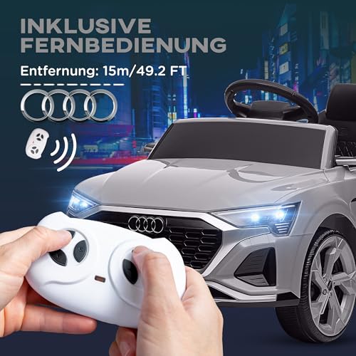 AIYAPLAY Kinder Elektroauto 12V Kinderauto mit 2,4G Fernbedienung, MP3 Musik & Hupe, Elektrofahrzeug mit Scheinwerfer, 4 gefederte Räder, 3-5 km/h, für 3-6 Jahre Kinder, Grau – Bild 5