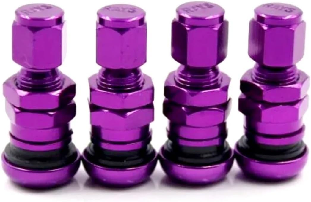 4Pcs Car Truck Motorcycle Valve Short Stems Metal Tire Valve Stem Kit with Dust Cap(Purple)
