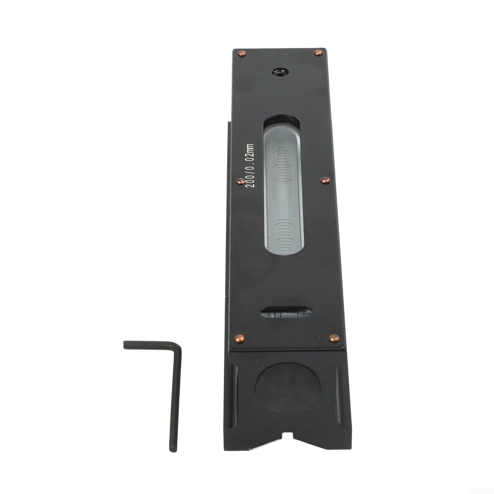 Herramienta de medición industrial de nivel de tira de 100 mm con resolución de 0,02 mm, base de metal con ranura en V para configuración de maquinaria y medición de ángulo, viales de