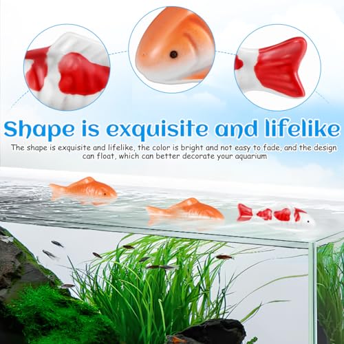 Image of Yardwe 6 Pcs Floating Fish Decoration, Ceramic Koi Fish Aquarium Decor, Realistic Underwater Figurines for Tank, Garden Pond, Home Decor, Orange, 3.93 X 1.57 X 4.13 Inch