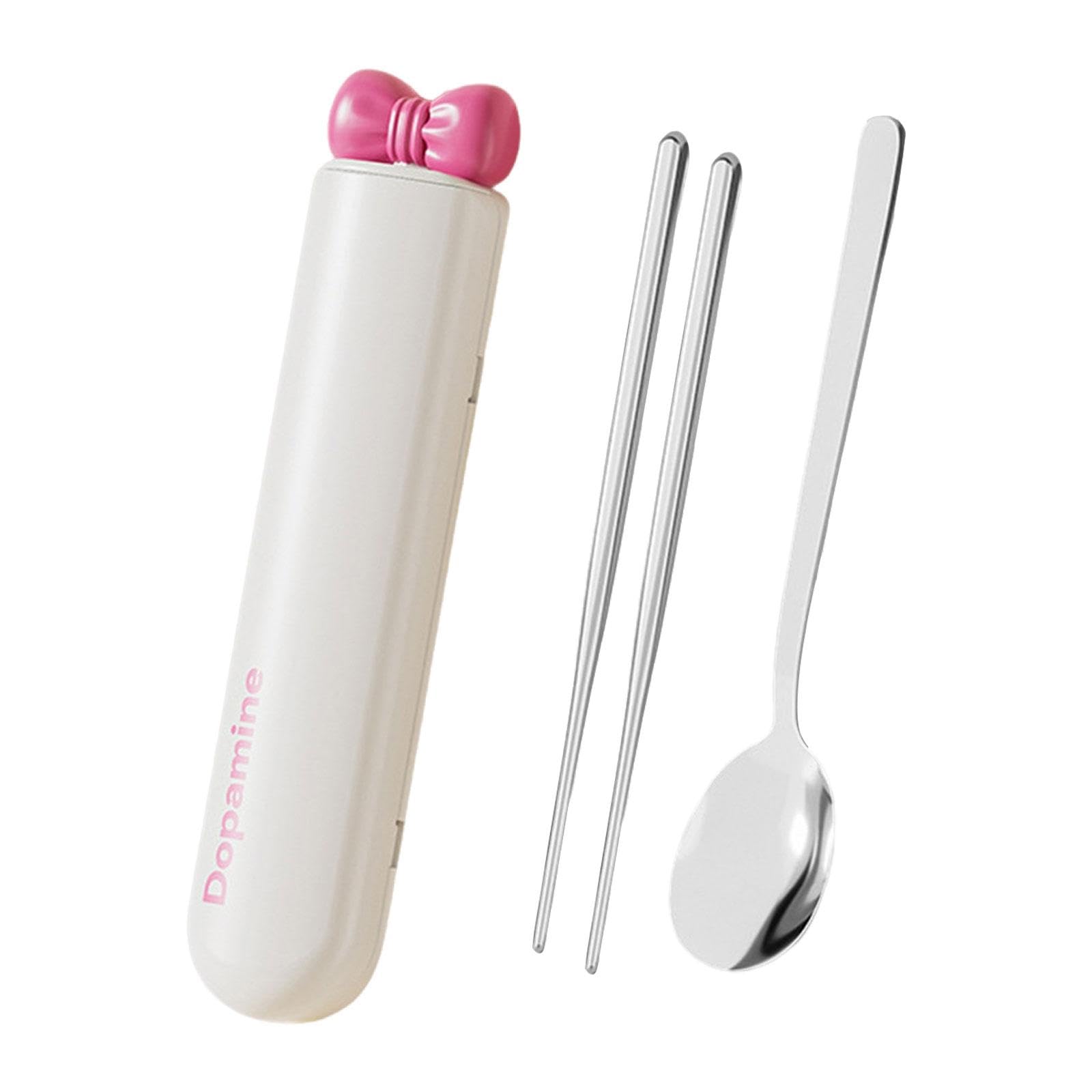 Spoon Chopsticks Set Magnetic Gadgets Tableware Kit for Home Camping Kitchen White 3 Pieces-image-19