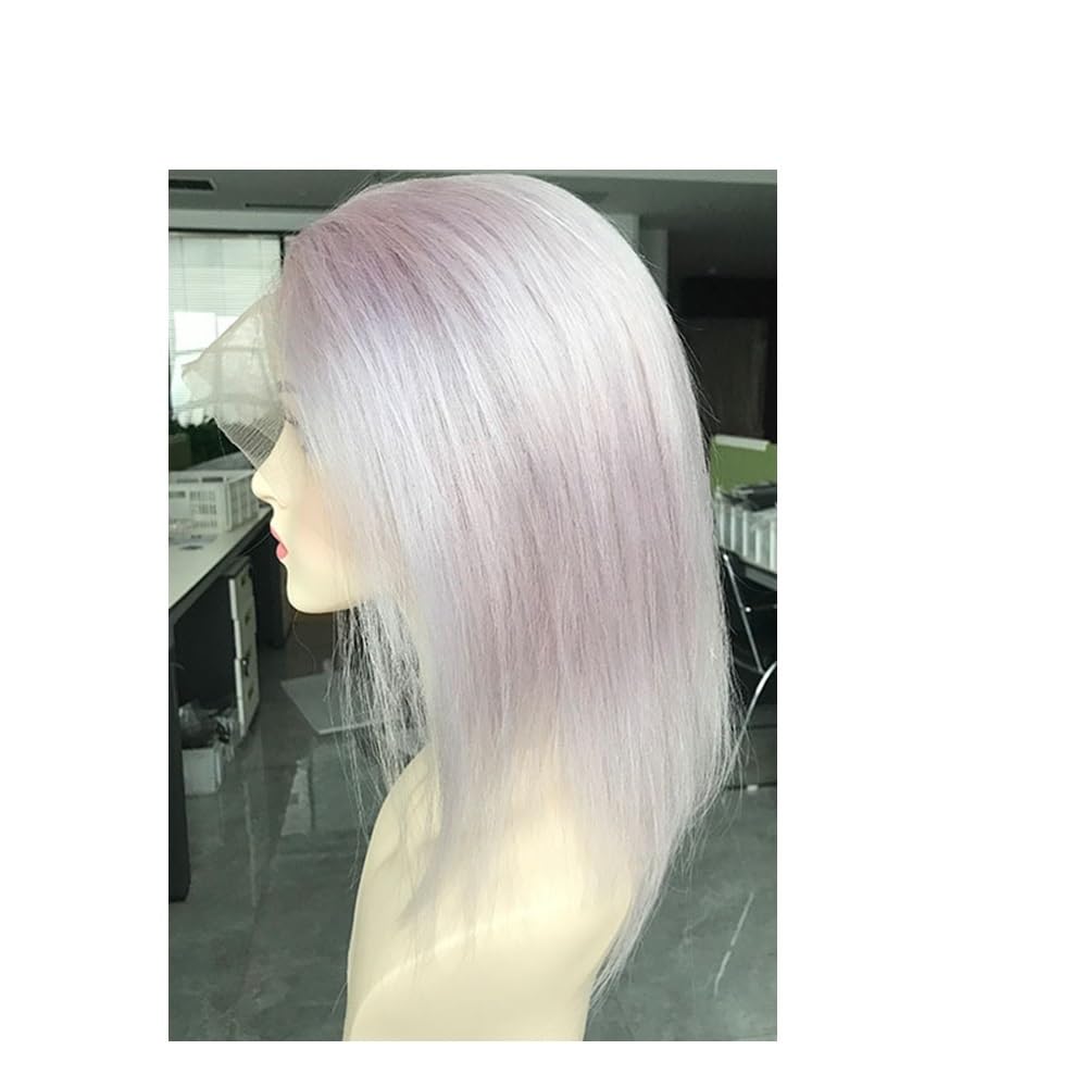 13 x 4 HD Lace Front Glueless peruki dla kobiet do cienkich włosów | Liliowo-szara peruka Bob Peruka do włosów ludzkich prostych Wear and Go(8 cali)