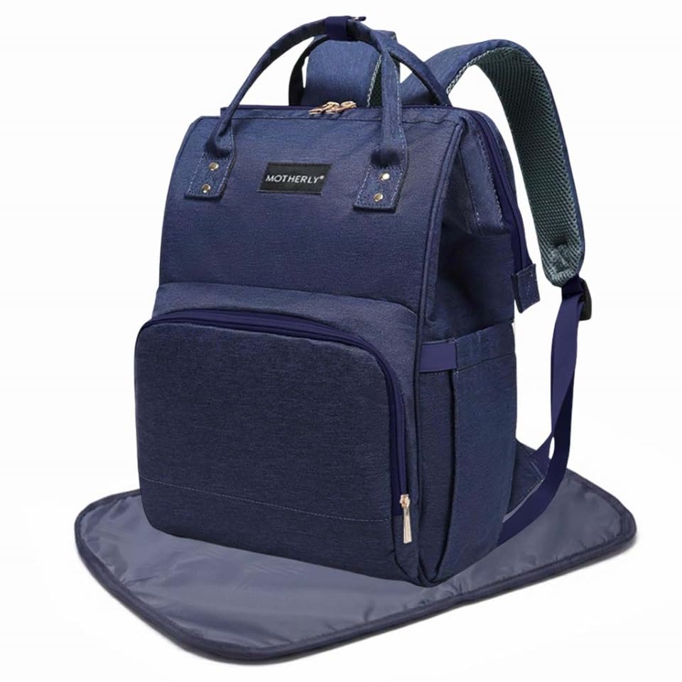 Motherly Everyday Diaper Bag for Mothers for Travel, Maternity Bag for Newborn Baby, Mother Travelling Bag, Multiple Pocket Water Resistant Hospital Bag for moms with 6 Month Warranty (Navy Blue)