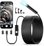 Hengrongshen Endoskopkamera mit Licht Handy, 1920P HD Endoskop Kamera mit 8 Verstellbaren LED, 5M Halbsteife Schlangenkamera, IP67 Inspektionskamera Kanalkamera für IOS & Android